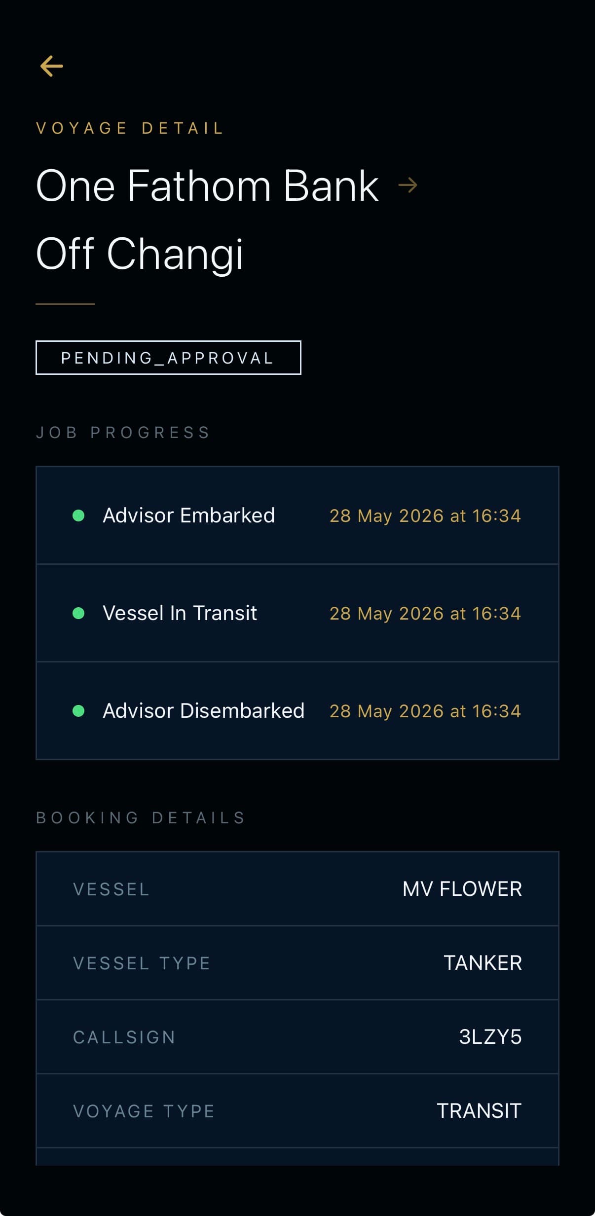 Sayfe app booking complete — marine advisor confirmed for Malacca Strait transit